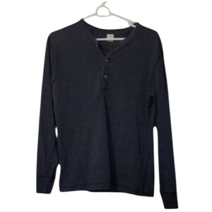 J Crew Black Deep Gray Long Sleeve Henley Shirt Size Small Mens
